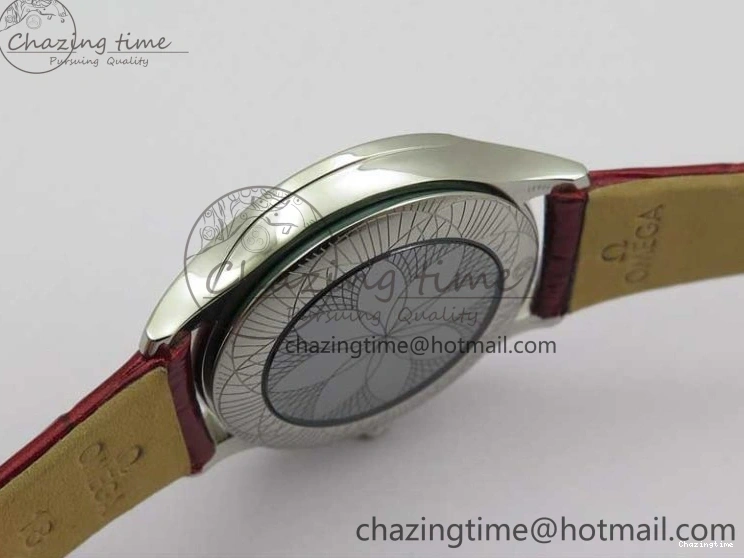 0402 Ladies’ De Ville Trésor Diamond SS 3AF 1:1 Best Edition White Dial On Red Leather Strap Swiss Quartz Snug 7885